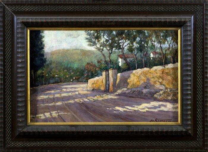 Aldo Saracchi (XX) - Strada Santa Margherita – Rapallo, Antiek en Kunst, Kunst | Schilderijen | Klassiek