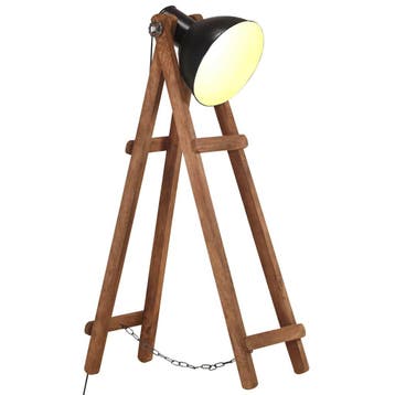 vidaXL Vloerlamp E27 massief mangohout zwart, Huis en Inrichting, Verzenden, Nieuw