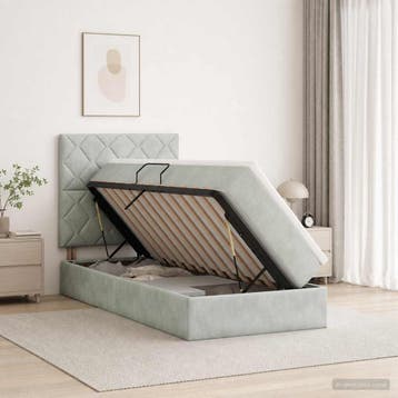 vidaXL Opslag bed met matras met opslag Lichtgrijs 90 x 200, Huis en Inrichting, Verzenden, Nieuw