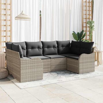 vidaXL Tuinbank Set 6 st Lichtgrijs Poly rattan, Verzenden, Nieuw