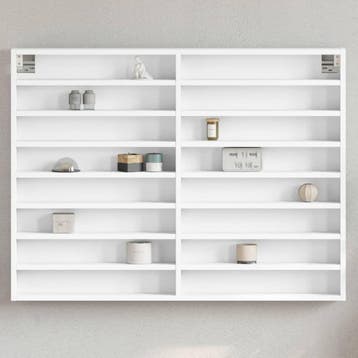 vidaXL Vitrinekast 100x8,5x75 cm bewerkt hout wit, Verzenden, Nieuw