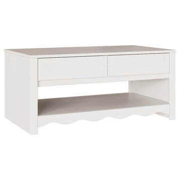 Salontafel Wit - Massief hout met lades - 62% KORTING! We..., Huis en Inrichting, 50 tot 100 cm, Verzenden, 50 tot 100 cm, Zo goed als nieuw