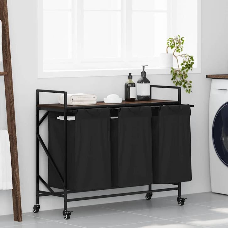 vidaXL Wasmand 3 vakken met planken bruin eikenkleurig, Huis en Inrichting, Woonaccessoires | Overige, Nieuw, Verzenden