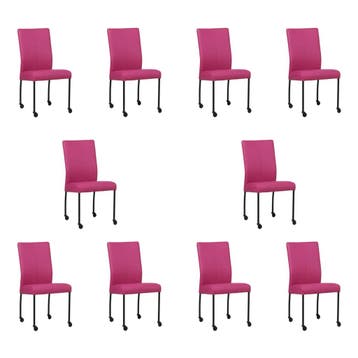 Set van 10 Leren eetkamerstoelen Comfort met wieltjes -, Huis en Inrichting, Stoelen, Ophalen of Verzenden, Nieuw, Leer, Eén
