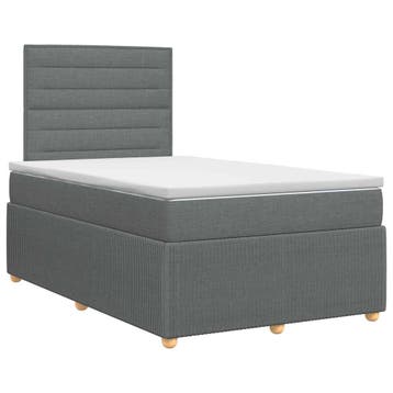vidaXL Boxspringbed met matras Donkergrijs 120 x 190 cm Stof, Verzenden