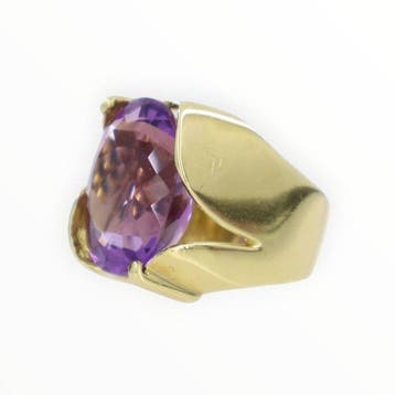 Bague - 18 carats Or jaune - Ametista, Handtassen en Accessoires, Ringen, Nieuw
