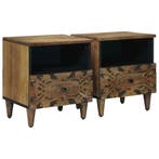 vidaXL Bedkast met lade 2 pcs Bruin 40 x 33 x 46 cm Massief, Verzenden, Nieuw