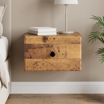 vidaXL Muurbevestigde Nachttafel met lade Oud hout 34,5 x 33, Huis en Inrichting, Verzenden, Nieuw