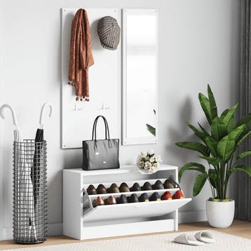 vidaXL Schoenenkastset 3-in-1 bewerkt hout wit, Maison & Meubles, Verzenden