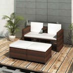 vidaXL 4-delige Loungeset met kussens poly rattan bruin, Verzenden, Loungeset