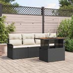vidaXL Tuinbank Set met opslag 5 pcs Zwart Poly rattan, Verzenden, Nieuw