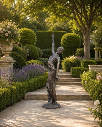 Beeld, XL Bronze: Lady Dancer Sculpture – Art Deco inspired