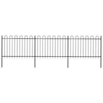 vidaXL Tuinhek met ringtop staal 504x120 cm zwart, Tuin en Terras, Verzenden, Nieuw
