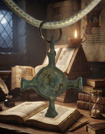Médiéval, époque des Croisés Bronze Une belle croix