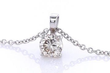 Zonder minimumprijs - Ketting met hanger - 14 karaat Witgoud, Handtassen en Accessoires