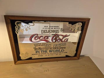 Wandspiegel - Glas, Hout, karton - Vintage Coca-Cola spiegel, Antiek en Kunst