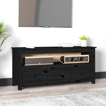 vidaXL Tv-meubel 114x35x52 cm massief grenenhout zwart, Verzenden, Nieuw