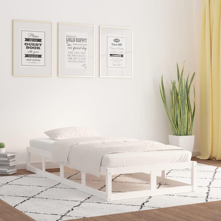 vidaXL Bedframe massief hout wit 75x190 cm, Huis en Inrichting, Slaapkamer | Bedden, Nieuw, Verzenden