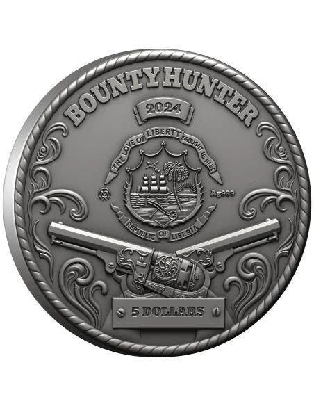 Liberia. 5 Dollars 2024 Liberia Bounty Hunter Ag, Timbres & Monnaies, Monnaies | Europe | Monnaies non-euro