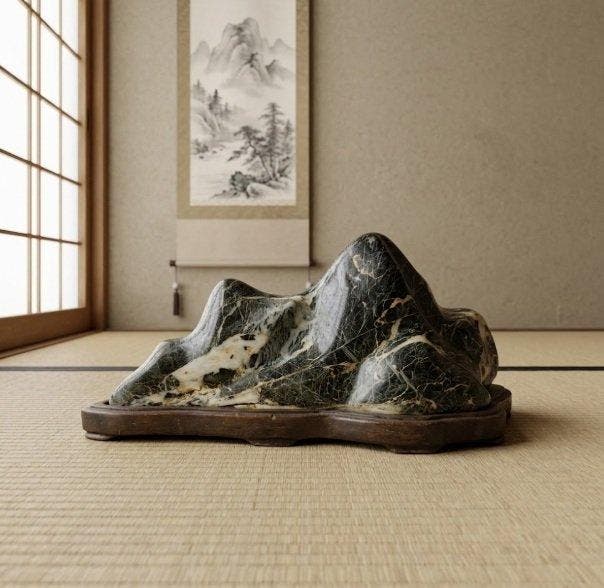 Steen, Hout, Steen (mineraal) - Japanse Suiseki (kijksteen), Antiek en Kunst, Antiek | Overige Antiek