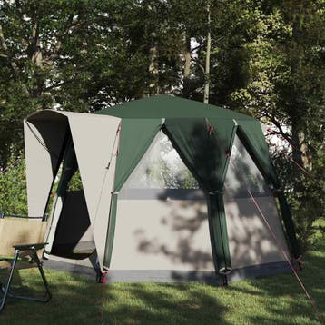 vidaXL Cabin Tent 3-Person met dak Groen en Wit 320 x 320 x, Verzenden, Nieuw