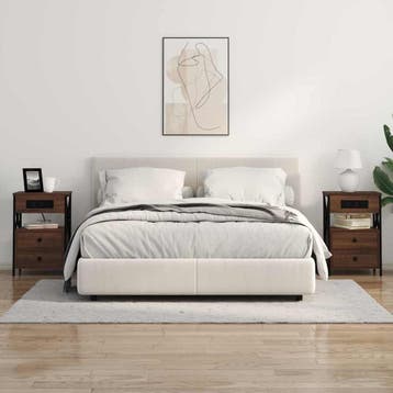 vidaXL Nachtkastje 2 st Bruin Eiken 40 x 31 x 60 cm Bewerkt, Verzenden, Nieuw