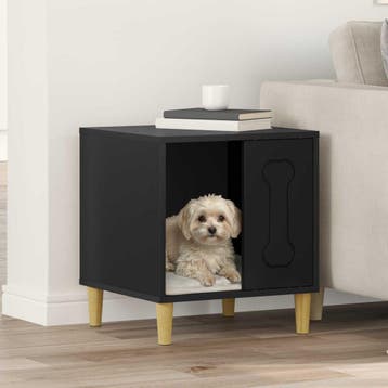 vidaXL Hondenhuis Zwart 44 x 42 x 49 cm Bewerkt hout, Dieren en Toebehoren, Verzenden, Nieuw