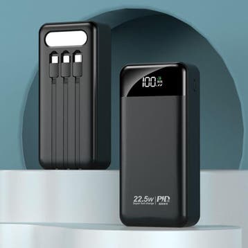 100.000mAh Powerbank met 4 Oplaadpoorten en 3 Kabels - 22.5W, Verzenden