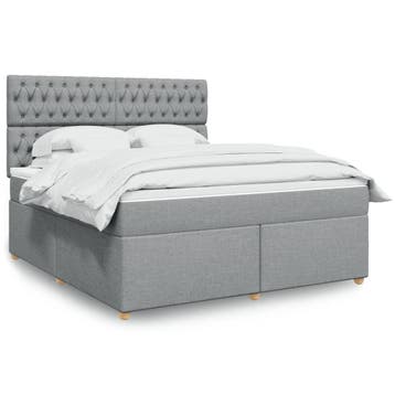 vidaXL Boxspring met matras stof lichtgrijs 180x200 cm, Verzenden, Nieuw