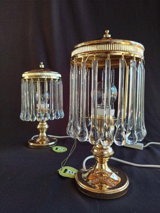 Tafellamp (2) - Metaal, Kristal, Antiquités & Art, Antiquités | Éclairage