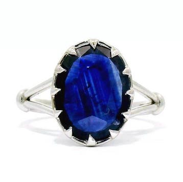 Ring - 14 karaat Witgoud - 3.18ct. tw. Saffier - Deep Blue, Nieuw