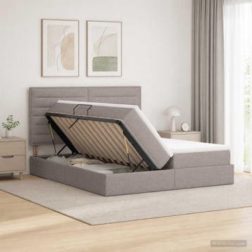 vidaXL Opbergbed met hoofdeinde met opslag Taupe 180 x 200, Verzenden, Nieuw