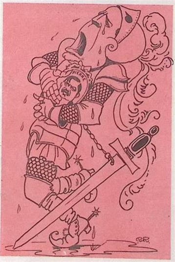 Mussolini(?) huilt om Pierre Laval op spotprent (Lithos), Verzenden