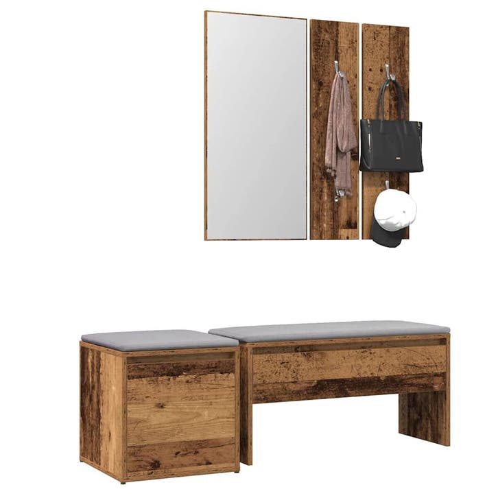 vidaXL Halmeubelset bewerkt hout oud houtkleurig, Maison & Meubles, Maison & Meubles | Autre, Envoi