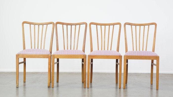 Chaise de salle à manger - Bois, Textile - Un ensemble de, Antiquités & Art, Art | Objets design