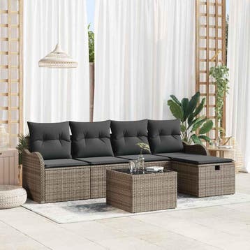 vidaXL Tuinbank Set 6 st Poly rattan, Verzenden