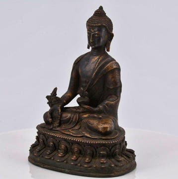 Statue Bouddha de Médecine (Bhaishajyaguru) en Bronze – Art, Antiquités & Art