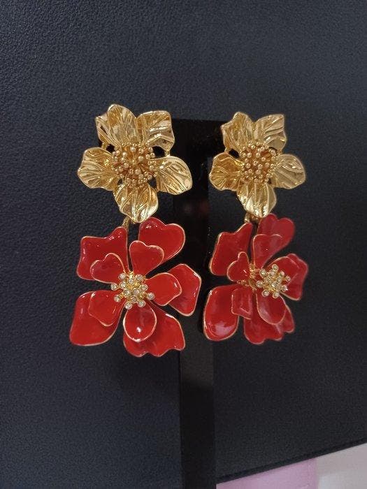 Oscar De La Renta - Verguld, e-mail - Oorbellen, Antiquités & Art, Curiosités & Brocante