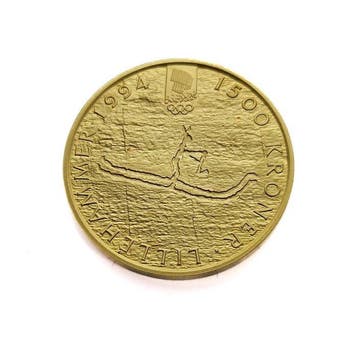 Noorwegen. 1500 Kroner 1991 Olav V / 1994 Winter Olympics