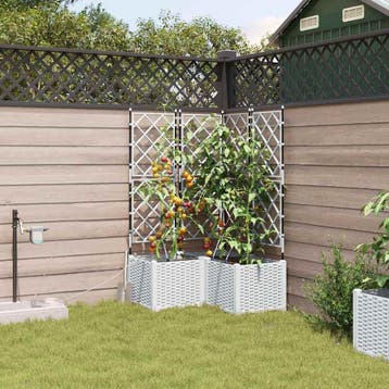 vidaXL Plantenbak 3 st Wit 80 x 80 x 142 cm PP, Tuin en Terras, Verzenden, Nieuw
