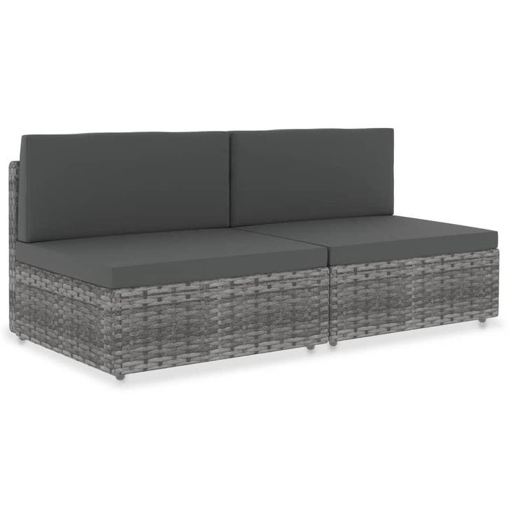 vidaXL Tweezitsbank sectioneel poly rattan grijs, Tuin en Terras, Tuinsets en Loungesets, Nieuw, Verzenden