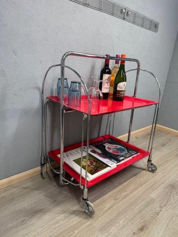 Serveerwagen - Metaal, Chroom, kunststof - Vintage