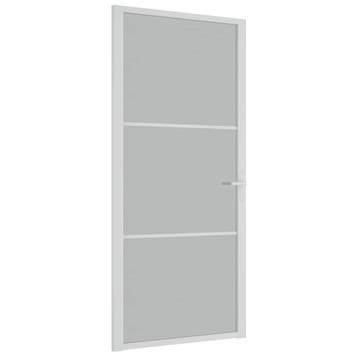 vidaXL Binnendeur 93x201,5 cm matglas en aluminium wit, Verzenden