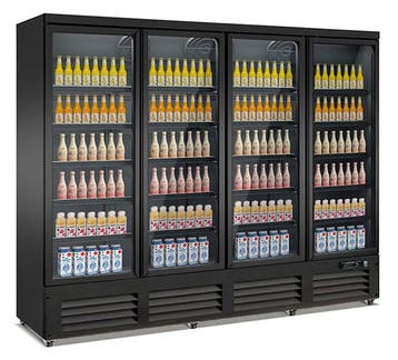 Koelkast 4 Glasdeuren Zwart Ceb-2000R Bl, Verzenden