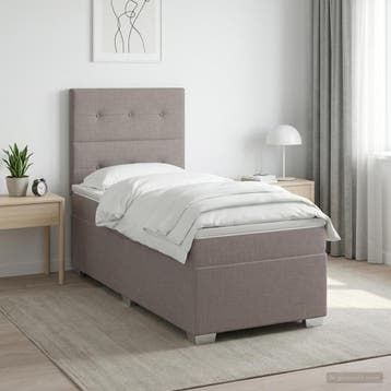 vidaXL Boxspringbed met matras met hoofdeinde Taupe 90 x 200, Verzenden