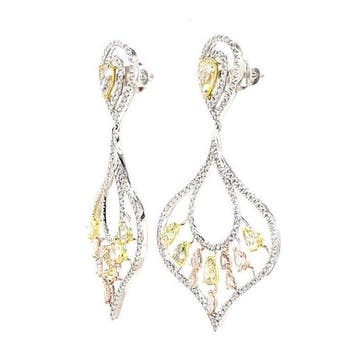 Hangoorbellen - 14 karaat Witgoud - 7.80ct. tw. Diamant