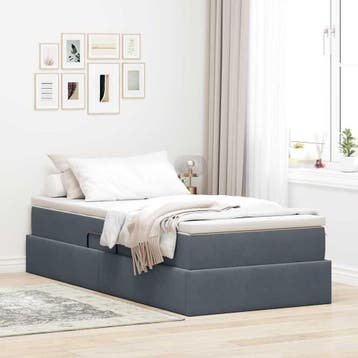 vidaXL Opbergbed met matras met opslag Donkergrijs 90 x 200, Verzenden