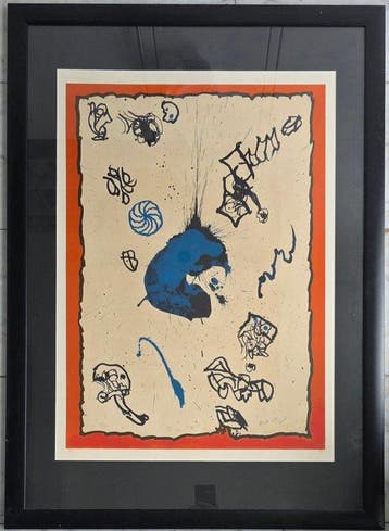 Pierre Alechinsky (1927) - abstracte compositie - Cobroue
