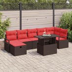 vidaXL Tuinbank Set met kussen met opslag 8 pcs Bruin Poly, Verzenden, Nieuw