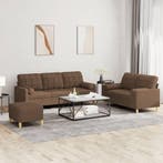 vidaXL 3-delige Loungeset met kussens stof bruin, Verzenden, Nieuw
